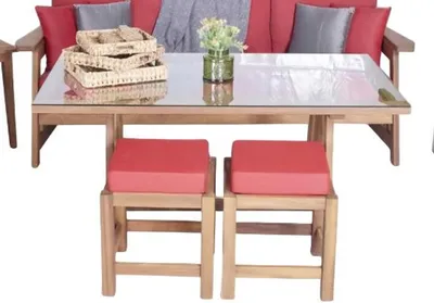 Produktbild von Gartenmöbel Set 2x Hocker Gartenhocker Holzhocker Sitzhocker Designhocker