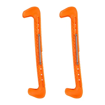 Image de 1 paire de protège-lames réglables en plastique pour patins de hockey sur glace (orange)
