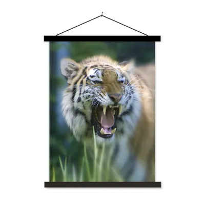 Produktbild von MuchoWow® Textilposter Tiger - Dschungel - Kopf 90x120 cm mit schwarzem Rahmen - Dekoration