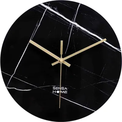 Produktbild von SensaHome Glas-Wanduhr 30 cm – minimalistisches Marmor-Design mit geräuschlosem Uhrwerk – Marmor dunkel
