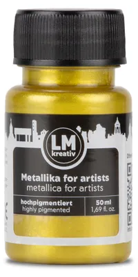 Produktbild von LM-Kreativ Metallika for Artists 50 ml, Gold – hochpigmentierte Metallic-Acrylfarbe für Holz, Leinwand, Keramik & Glas