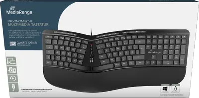 Produktbild von Mediarange Tastatur mit Kabel QWERTZ ergonisch Multimedia MROS120