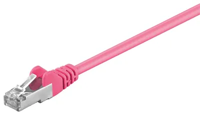Image de Câble de raccordement Goobay 95208 CAT 5e, SF/UTP, magenta, 0,25 m - Conducteur en aluminium recouvert de cuivre (CCA)