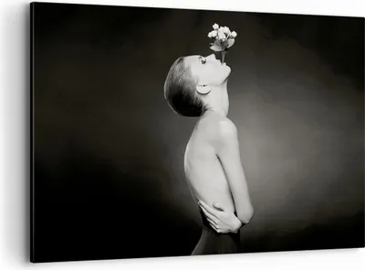 Produktbild von Bild auf Leinwand - Leinwandbild - Einteilig - Nackt Frau Blumen - 120x80cm - Wand Bild - Wanddeko - Wandbilder - Leinwanddruck - Bilder - Wanddekoration - Leinwand bilder - Wandbild - AA120x80-4849