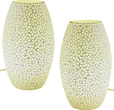 Produktbild von Marrakesch 2er Set Boho Deko Tischlampe Nachttischlampe 28cm groß | Deko Aesthetic Tischleuchte Lampe im Wohnzimmer Schlafzimmer & Kinderzimmer | Tischleuchte Tiaga -1- aus Mosaik E27 Lampenfassung