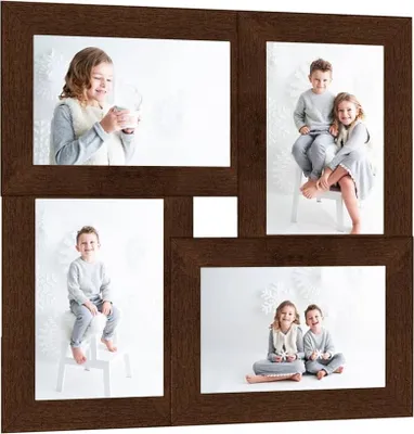 Obrázek produktu pro Kolážový fotorámeček na 4 obrázky (13 x 18 cm) tmavě hnědý MDF