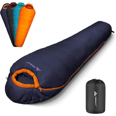 Productafbeelding van Forceatt slaapzak, geschikt voor temperaturen van -10°C tot 15°C, 4-seizoenen mummievormige slaapzak voor volwassenen, waterdicht, ultralicht, ideaal voor kamperen, reizen en in een tent
