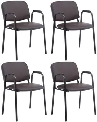 Produktbild von CLP 4er Set Stapelstühle Ken Pro Kunstleder gepolstert mit Armlehnen bis 150 kg braun