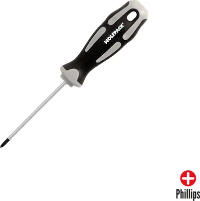 Image de Tournevis Phillips en acier S2 Manche en bi-matière TPR. Taille PH 0 - Ø 3,0 x 75 mm.
