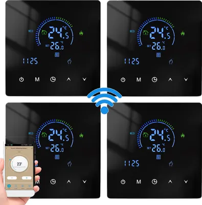 Produktbild von 4X WiFi-Thermostat, Digital LCD Raumthermostat , 16A Elektroheizung Thermostat Wandthermostat Unterputz Fußbodenheizung Innenthermometer,programmierbare App-Fernbedienung Raumthermostate