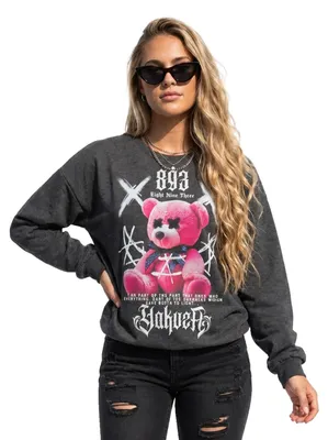 Image de Yakuza Femme Plushie Urban Pullover, Gris foncé chiné, XL