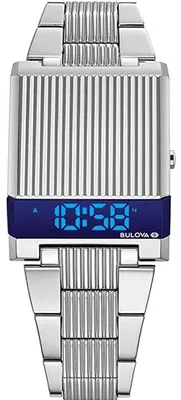 Produktbild von Bulova Uhr 96C139 Digitaluhr Herrenuhr Computron Edelstahl Blau