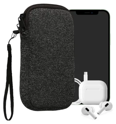 Produktbild von kwmobile Neopren Handytasche für Smartphones XL - 6,7/6,8" - Handy Tasche mit Reißverschluss - Handyhülle universal Anthrazit Weiß