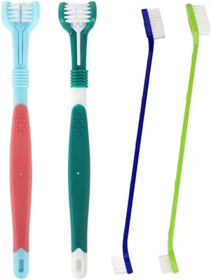 Produktbild von Famanu Zahnbürsten-Set für Haustiere – 4-teilig, für Hunde und Katzen, tägliche Mundreinigung
