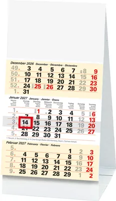 Produktbild von 2027 BRUNNEN Dreimonats-Tischkalender 9,7x19cm