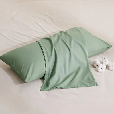 Image de Taie d'oreiller - Vert herbe - 40 x 70 cm - Lot de 2 - 100 % coton - Fermeture éclair