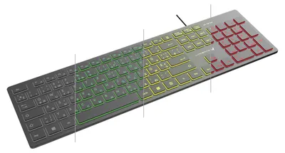 Produktbild von Deutsch-Russisch Ukrainisch beleuchtete Tastatur USB Russian-German Wired USB Multimedia Keyboard adapted for The Ukrainian Language SPECTRUM-DR533 Schwarz