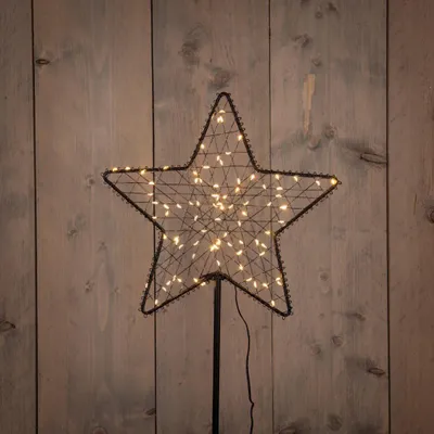 Productafbeelding van Ster op steker zwart metaal 28 x 82 cm 85 LED klassiek warm Anna's Collection