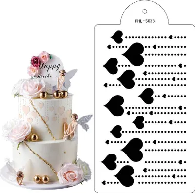 Obrázok produktu pre Stencil šablóna srdiečka 40x21cm - Cakesicq