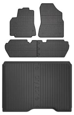Image de Tapis en caoutchouc + bac de coffre pour Citroën Berlingo II 2008-2018 (monospace) – 5 pièces, noirs, sur mesure – Wielganizator SolidPRO