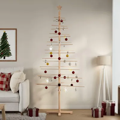 Image de vidaXL Arbre de Noël en bois à décorer 210 cm Pin massif