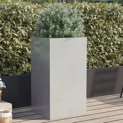 Productafbeelding van Verhoogde plantbak van roestvrij staal, 42 x 38 x 75 cm, geschikt voor groenten, bloemen. Metalen plantenbak voor de tuin, verhoogde plantenbak, bloemenbak, plantenbak voor de tuin, balkon. Roestvrij staal/lichtgrijs