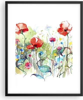 Produktbild von Gerahmtes Poster - Schwarzer Rahmen - Blumen Wiese Blatt Natur - 40x50 cm - Wand Bild - Wanddeko - Wandbilder - Wandposter - Bilderrahmen - Bilder - Kunstdruck - Wandbild - P2BPA40x50-3076