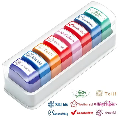 8 selbstfärbende Lehrerstempel – Motivationsstempel für Hausaufgaben