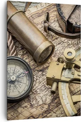 Produktbild von Bild auf Leinwand - Leinwandbild - Einteilig - Kompass Kompass Karte - 70x100cm - Wand Bild - Wanddeko - Wandbilder - Leinwanddruck - Wanddekoration - Leinwand bilder - Wandbild - PA70x100-3730