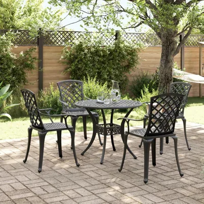 Image de vidaXL Ensemble de jardin 5 pièces noir fonte d'aluminium