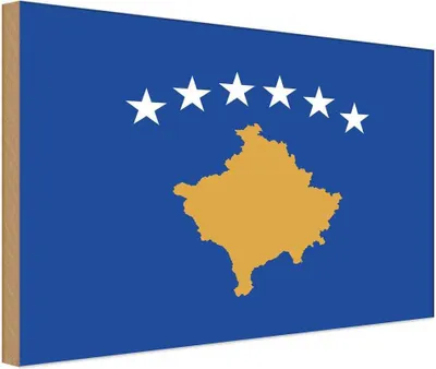 Produktbild von vianmo Holzschild 30x40 cm Kosovo Flagge Fahne Wappen