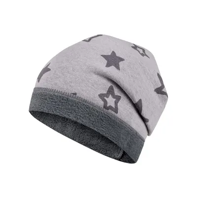 Produktbild von Wintermütze Beanie Polarfleece Sterne, Grau, Gr. 50-52