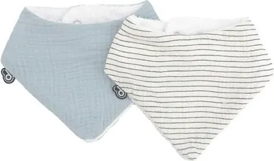 Produktbild von Bandana Lätzchen 2er Set, Domiva, Musselin, Blau Vintage Streifen, Druckknopfverschluss, Standard 100