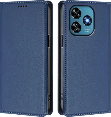 Produktbild von Handyhülle für Oukitel C51, Kunstleder Klapphülle Stoßfeste Magnetische Hülle mit Ständer Dunkelblau