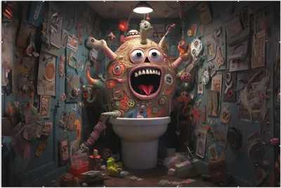 Produktbild von Wallario Wandbild Kloalarm - Toilettentroll, Größe: 61 x 91,5 cm, Poster mit rahmenlosen Bildhalter