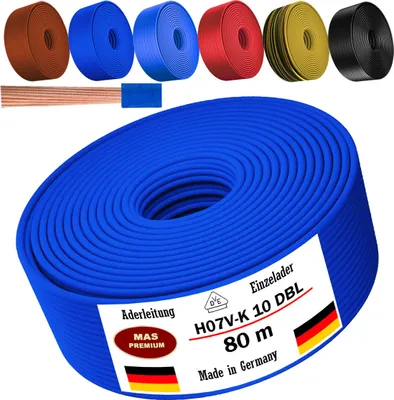 Produktbild von 80m Aderleitung H07 V-K DBL 1x10 mm² Dunkelblau Einzelader flexibel