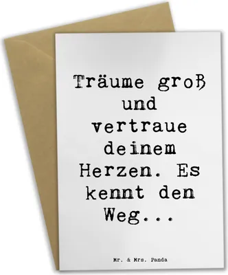 Produktbild von Mr. & Mrs. Panda Grußkarte Spruch Herzen Vertrauen - Weiß - Geschenk, Herz kennt den Weg, Lebenshilfe, Zuversicht, osterkarten, Vertrauem, Mutmacher, dankeskarten, Trost