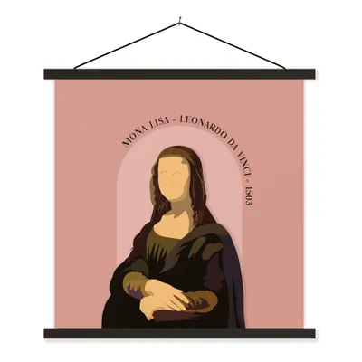 Produktbild von MuchoWow® Textilposter Pastell - Mona Lisa - Rosa - Alte Meister 120x120 cm mit schwarzem Rahmen - Aufhängungsset