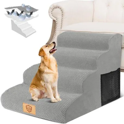 Immagine prodotto di Scala per gatti a 4 gradini, 50 cm, antiscivolo, grigia, lavabile