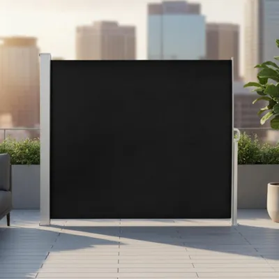 Image de 180x300CM Store latéral Noir Polyester Protection visuelle Protection solaire Store latéral