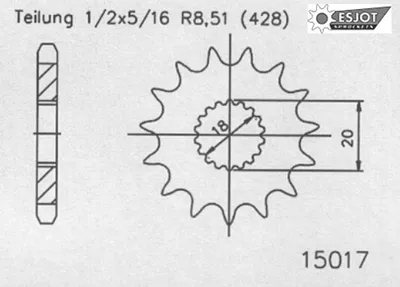 Produktbild von ESJOT Antriebsritzel "15017", 428, Stahl, 50-15017-16 50-15001-14
