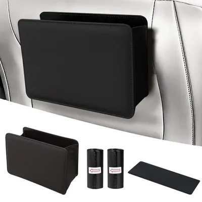 Obrázek produktu pro Autosmětník, malý, skládací, kožený, úložná krabička s 100 sáčky na odpad