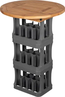 Produktbild von Teakholz Getränkekistenaufsatz mit Klappe - ø 70 cm