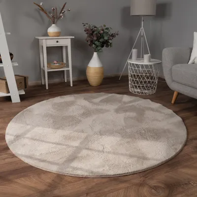 Produktbild von Teppich Wohnzimmer Kunstfell Plüsch Hochflor Shaggy Weich Verschied. Farben Grösse Ø 100 cm Rund