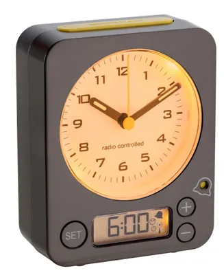 Produktbild von Analoger Funkwecker Combo TFA 60.1511.10.07 mit digitaler Weckzeit, anthrazit-gelb