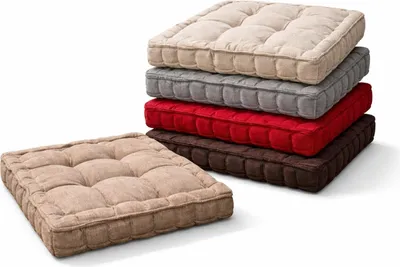 Produktbild von 4 x RHP Stuhlkissen Sitzkissen mit 100% Polyesterfüllung, 40x40x8 cm, für Innen- und Außenbereich, Modernes Uni-Design mit Tragegriff, Hochwertige Sitzauflagen für Komfort und Stil Beige 4er Pack