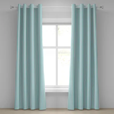 Produktbild von ABAKUHAUS Streifen Ösenvorhang, Vertikale Linien Muster in Pastellfarben Abstrakte Geometrische Komposition, Dekorative 2-Panel-Fenstervorhänge, 280 cm x 245 cm, Meeresgrün Hellblau