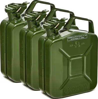 Produktbild von Oxid7® by BW Kraftstoffkanister Metall Benzinkanister 3x 5 Liter - Olivegrün RAL 6003 - UN-Zulassung - Hergestellt in Europa