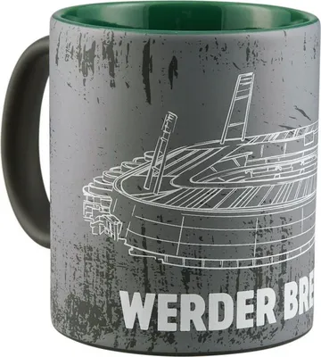 Produktbild von Werder Bremen Tasse, Raute Softtouch, wohninvest Weserstadion, Werder Bremen Schriftzug, Keramik, Grau/Weiß/Grün, ca. 0,3l, Handwäsche empfohlen, nicht spülmaschinen- und mikrowellengeeignet