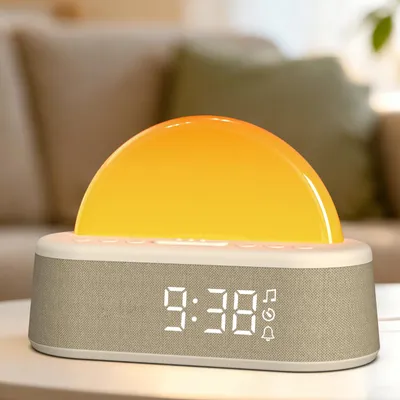 Imagen del producto de Despertador con función de luz natural, simulación del amanecer, tamaño compacto, ideal para el dormitorio